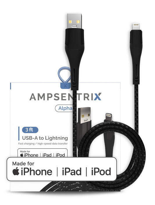 AmpSentrix Alpha Charging Cables (USB/Lightning)