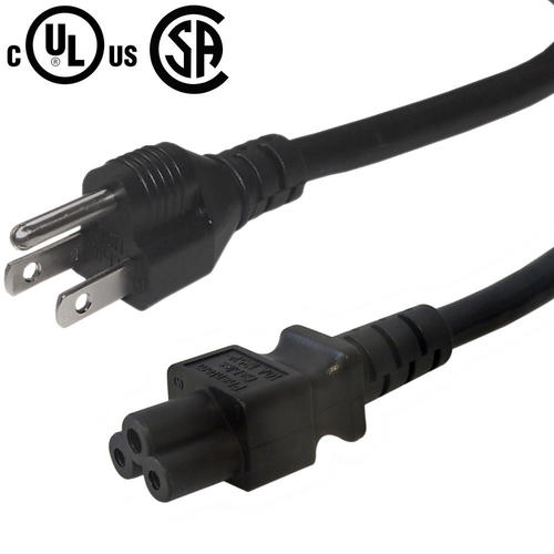 5-15P to C5 (Three Prong) Power Cable 18AWG SJT (10A 125V) 3ft.